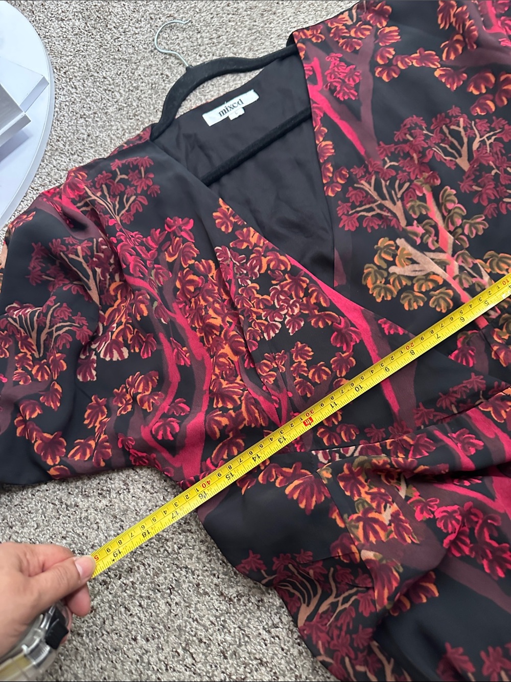 Mixed Women's Burgundy & Black Floral Wrap Long Dress size L - Picture 9 of 16